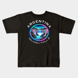 Iguazu Falls Argentina -Cool Neon Art Style Kids T-Shirt